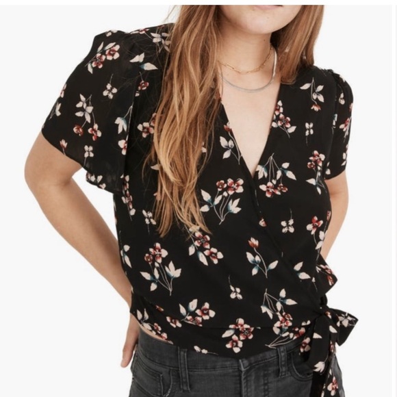 Madewell Botanical Print Floral Wrap Top - Picture 1 of 6
